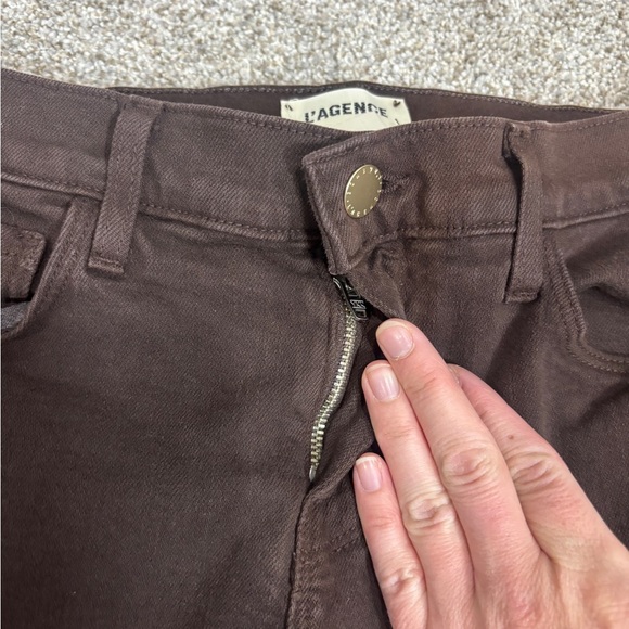 L'AGENCE Mid Rise Raw Hem Jeans Size 24 Cocoa Brown Skinny Brown Jeans - Picture 8 of 12